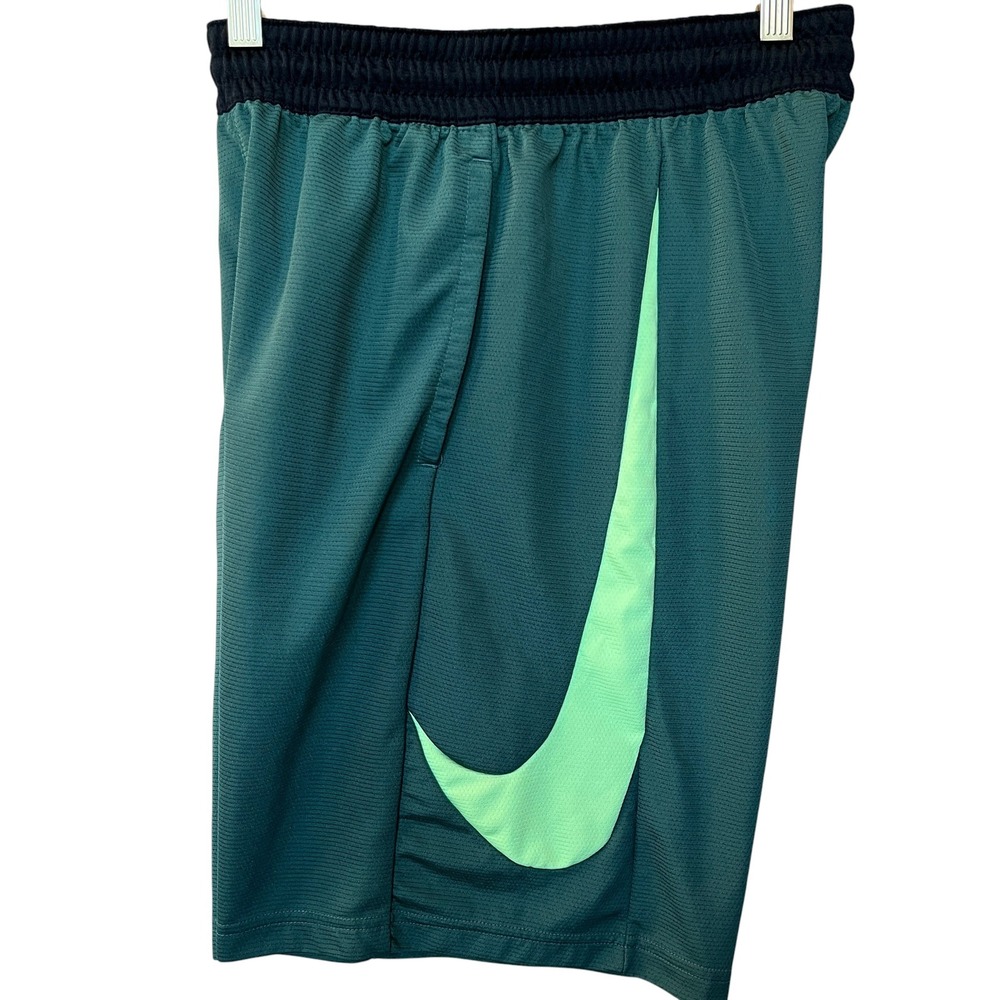 Nike Dri-FIT Mesh Athletic Shorts Teal Green Lime Swoosh CU4327-333 Mens Small